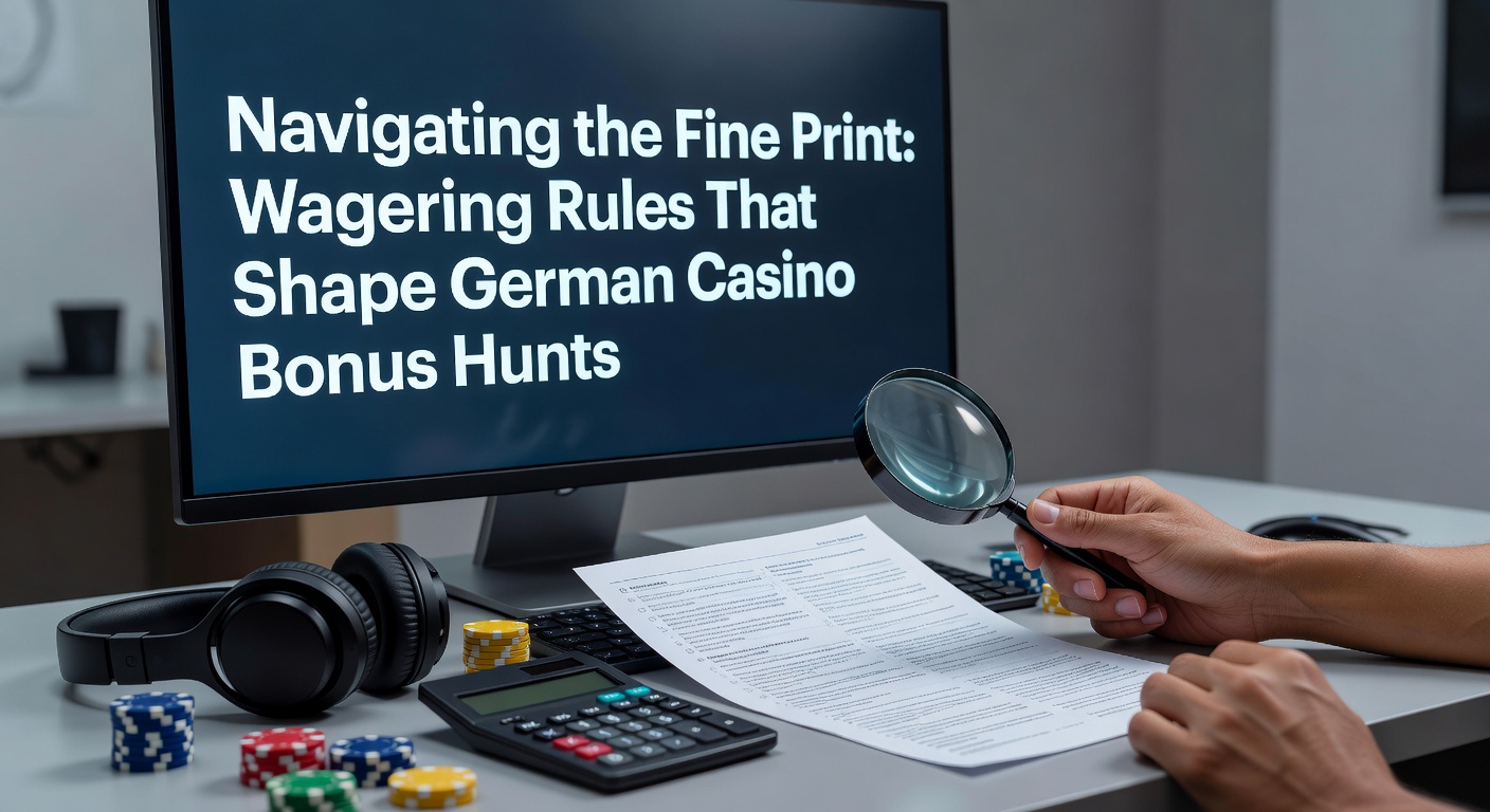 Grafik mit Kleingedruckten Vertragsbedingungen und Casino-Chips, die Wettanforderungen symbolisieren